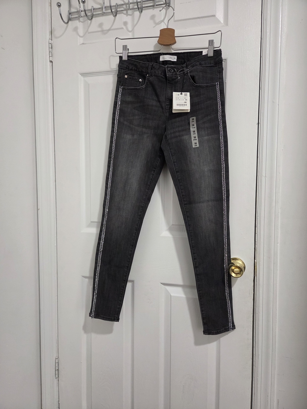 Zara 13 -14 Years Grey Skinny Jeans with Side Stitch Detail